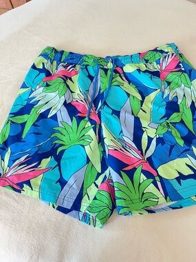 Vineyard Vines Tropical Print Swim Shorts - Blue, Green & Pink